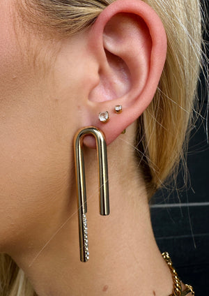 Curved Solid Bar Earrings Gold
