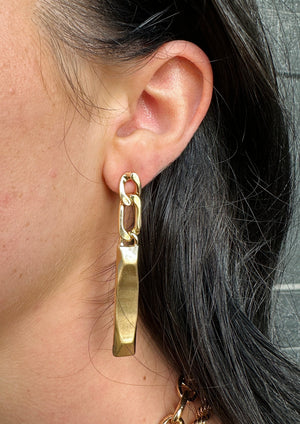 Satin Bar & Chain Earrings Gold