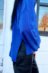 Keep Trying Ribbed Knit Sweater Blue