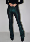 Sparkle Town Sequin Flare Pants Green