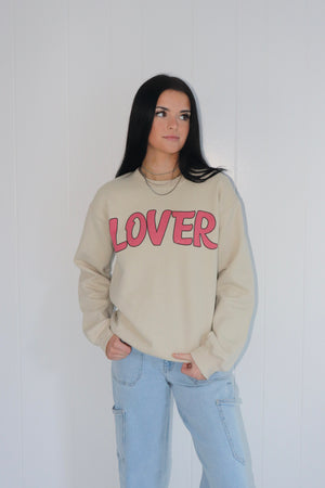 Lover Graphic Sweatshirt Tan