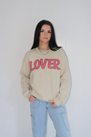 Lover Graphic Sweatshirt Tan