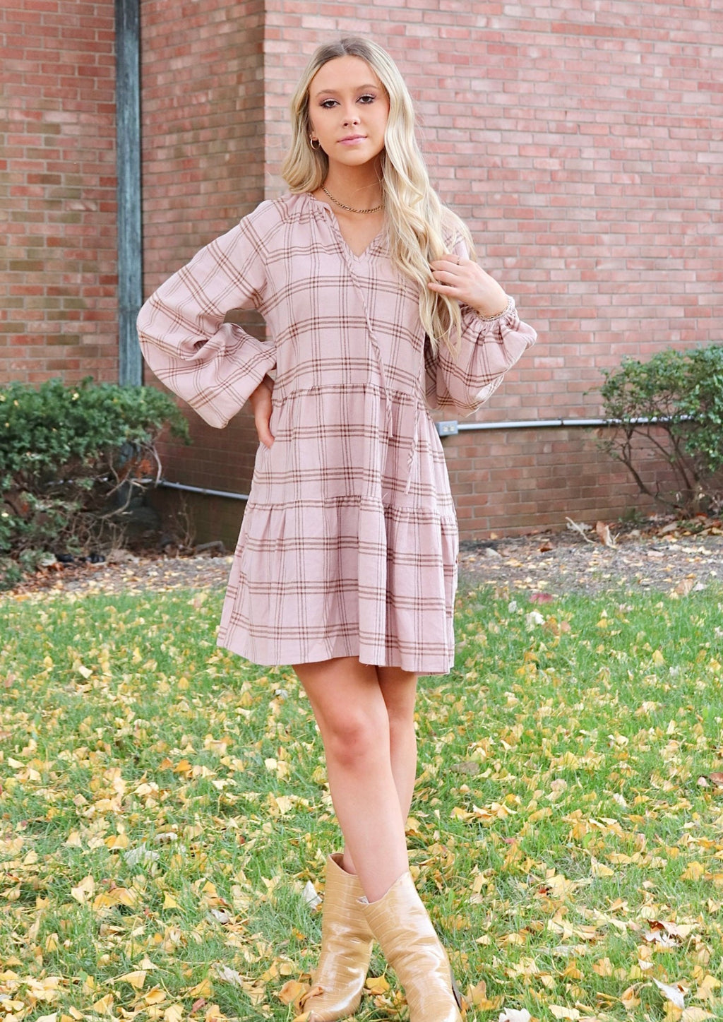 It's Lovely Longsleeve Pattern Dress Pink