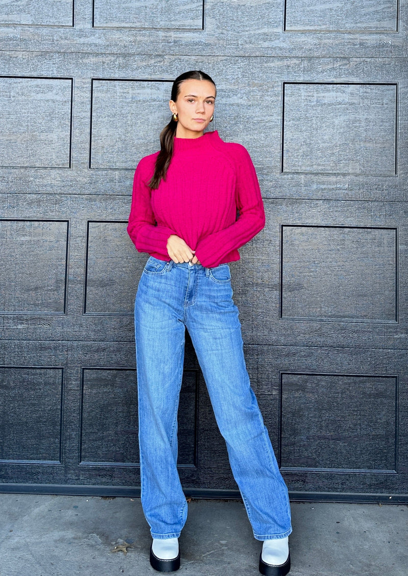 Harmony Cropped Sweater Magenta