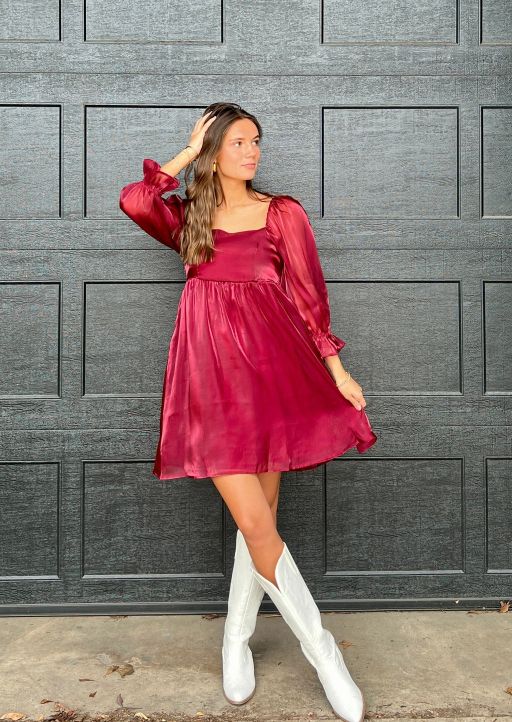 Here We Go Mini Dress Maroon