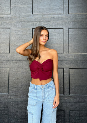 Crossing Paths Crop Top Maroon