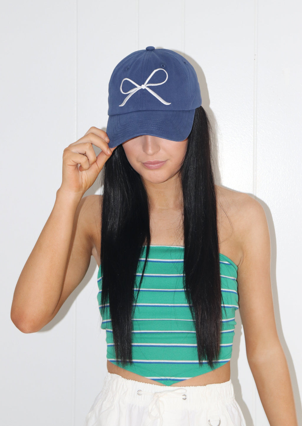 Bow Ribbon Baseball Hat Blue