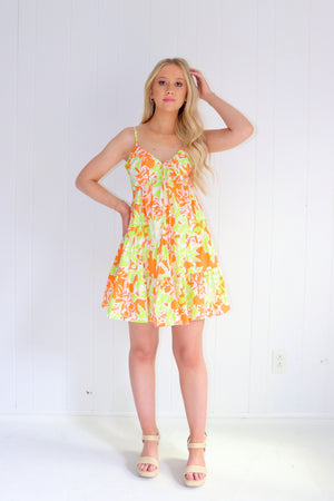 Prep Step Fit & Flare Floral Mini Dress