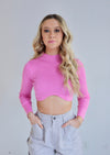 Delana Crop Sweater Top Pink