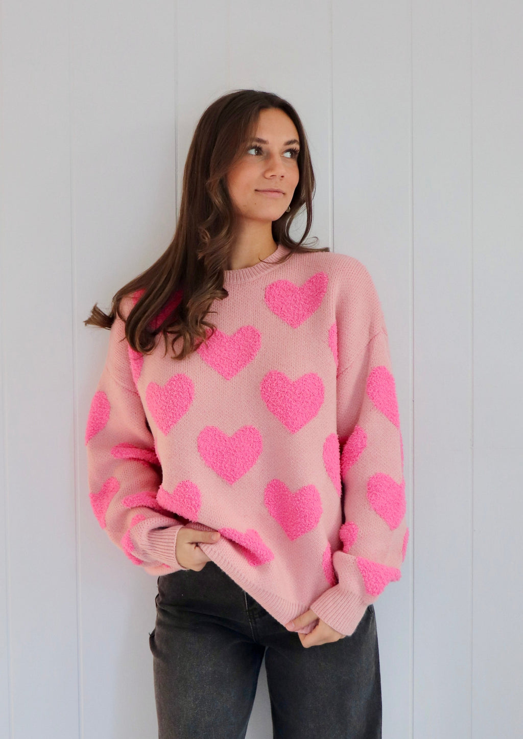 Heart Jacquard Knit Sweater