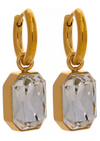 Square Rhinestone Drop Earrings Gold