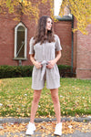 Cut The Ties Romper Taupe