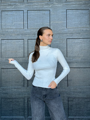 Parallel Lines Sweater Top White
