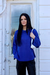 Keep Trying Ribbed Knit Sweater Blue