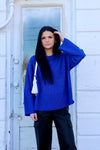 Keep Trying Ribbed Knit Sweater Blue