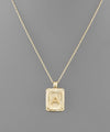 Initial Gold Tray Rectangle Necklace