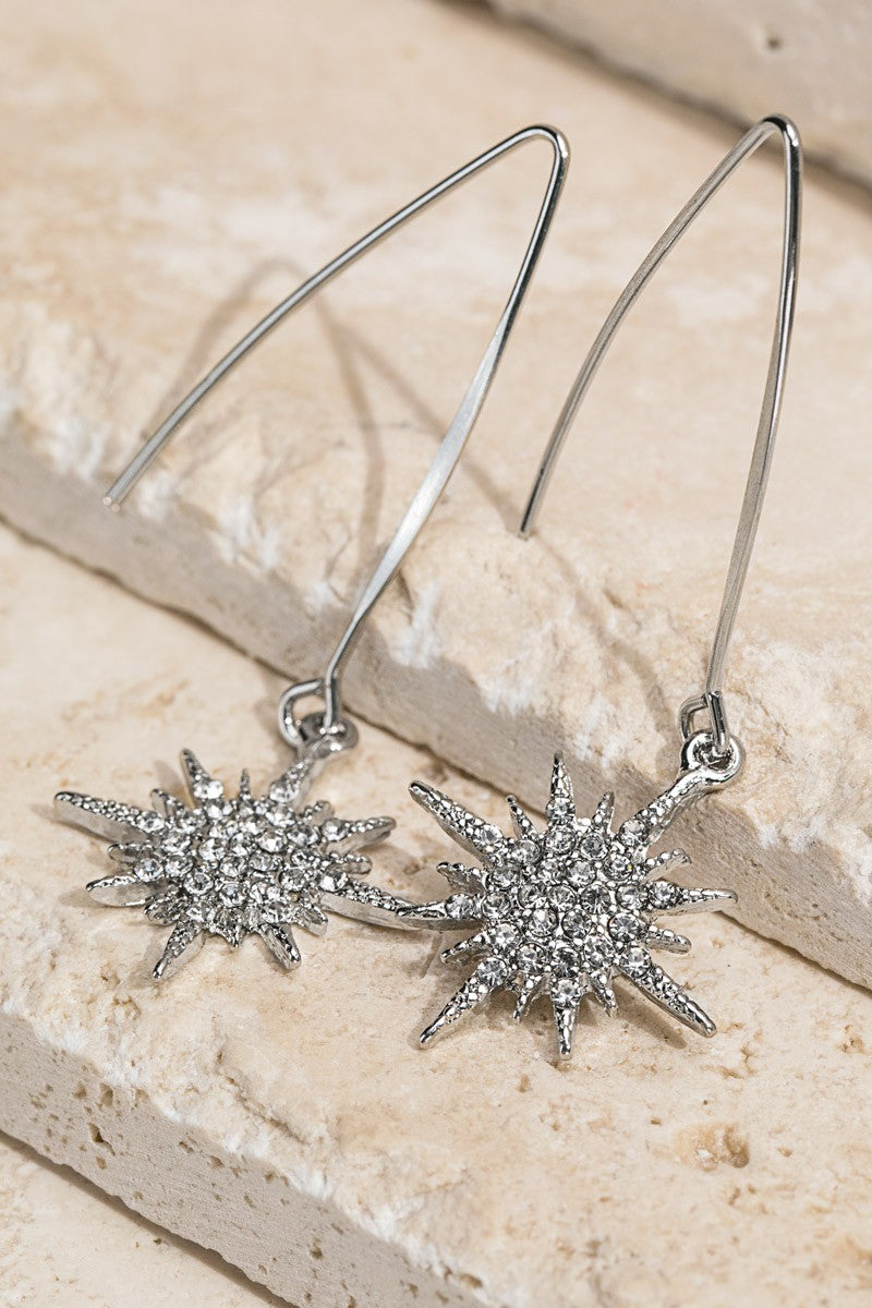 Starburst Pavè Crystal Dangle Earrings - 2 Colors