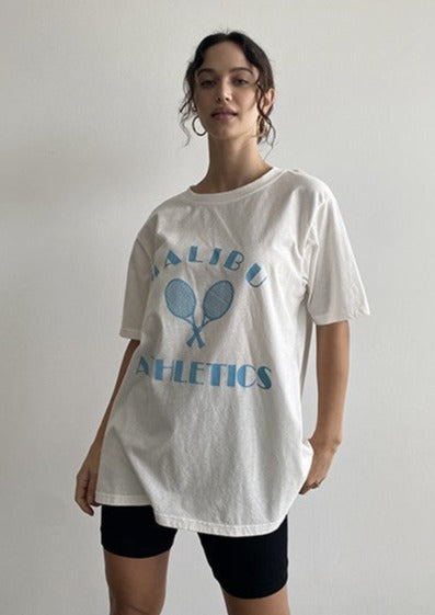 "Malibu Athletics" White Graphic Tee