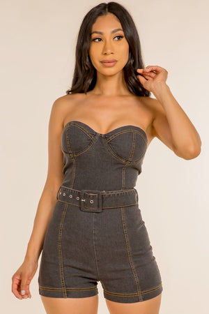 Made For You Denim Romper Black