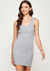 "Brunch Date" Ribbed Mini Dress - Grey