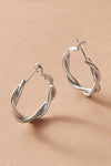 Twisted Wire Hoop Earrings - Silver