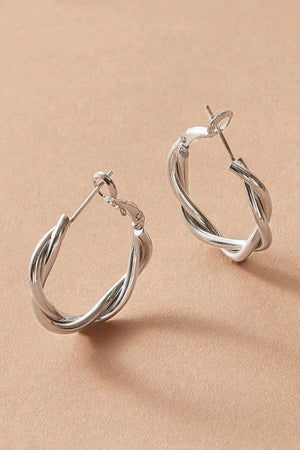 Twisted Wire Hoop Earrings - Silver