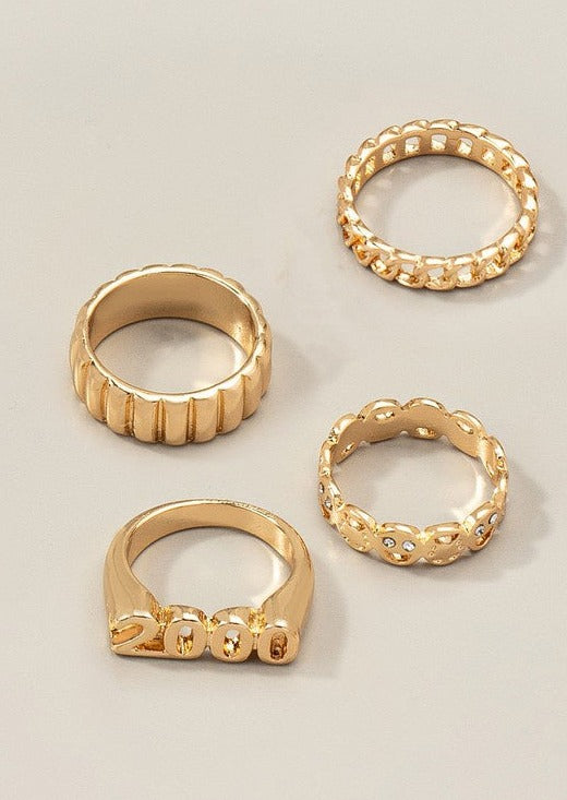 Gold Statement Ring Set