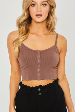 "Basic Necessity" Ribbed Crop Tank - Mocha (S-3XL)