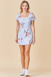 "A Sky Full" Blue Floral Mini Dress