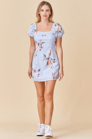 "A Sky Full" Blue Floral Mini Dress