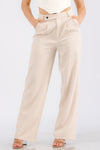 "Where I Belong" Relaxed Pleated Dress Pants - Beige