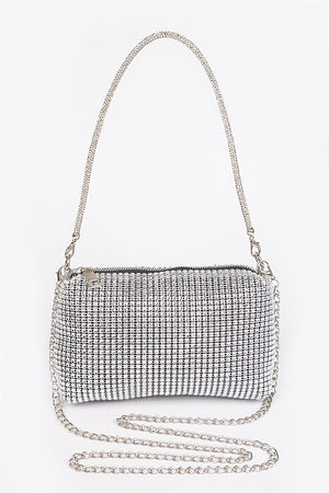 Rhinestone Studded Purse - Silver