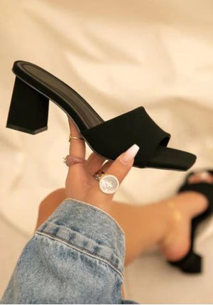 "Up Late" Block Heels - Black