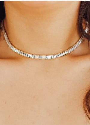 Baguette Tennis Necklace Silver
