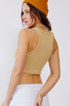 "Ask Around" Ribbed Cropped Tank Top - Sand