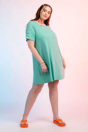 "Born For One Thing" Teal T-Shirt Dress - XL+