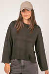Keep Trying Ribbed Knit Sweater Black