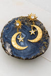 Moon & Stars Metal Earrings - Gold