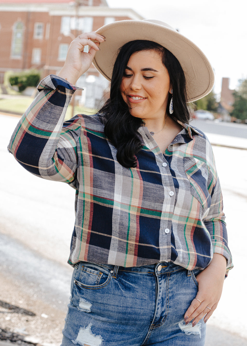 "The Alba" Plaid Button-Up - XL+ -2 Colors