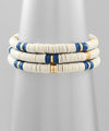 3-Stack Clay Disk Beaded Bracelet Set - Gray