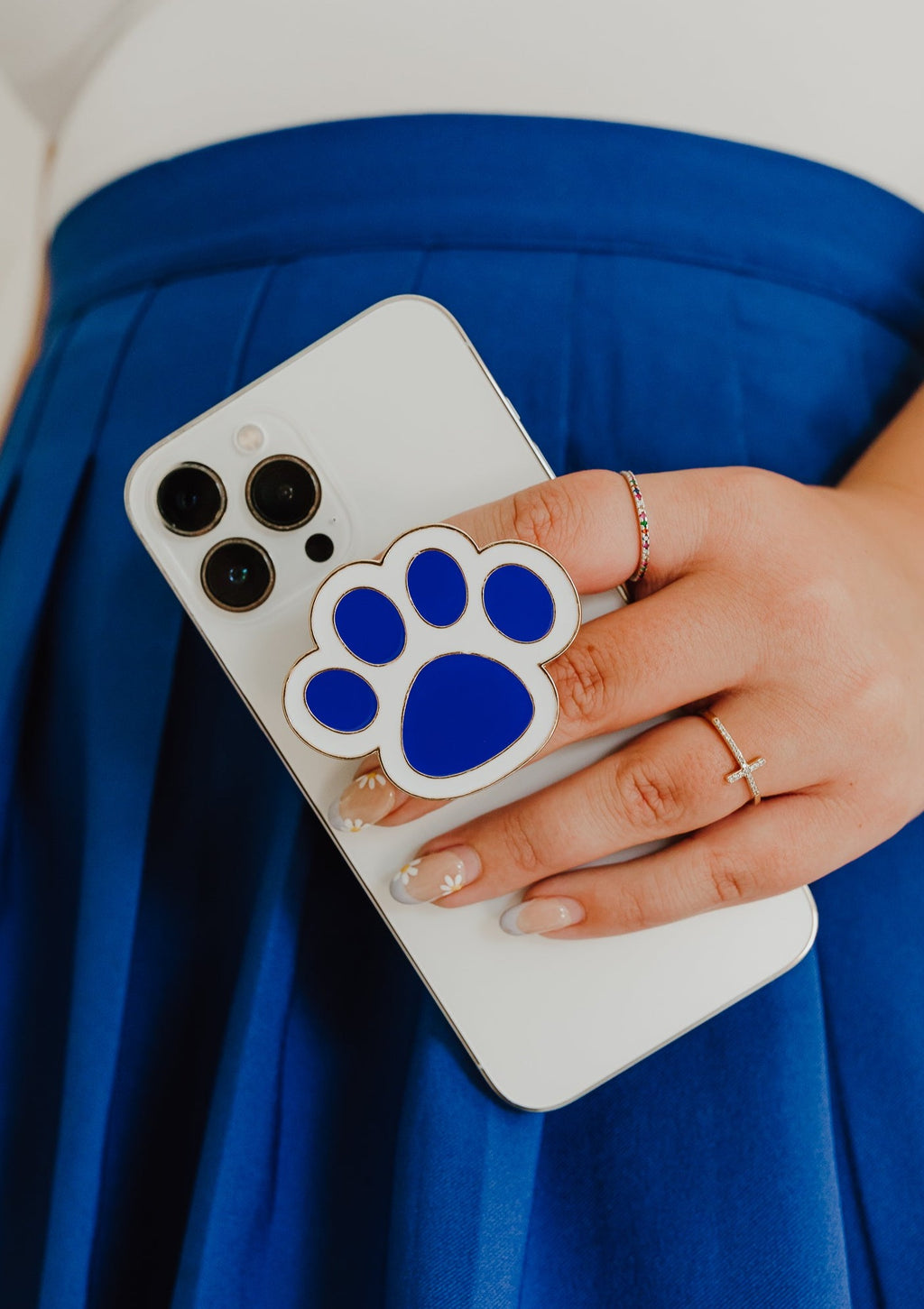 Paw Phone Grip - Blue/White