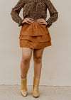 "Bitter Sweet"  Ruffle Corduroy Skirt - Brown