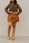 "Bitter Sweet"  Ruffle Corduroy Skirt - Brown