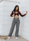 "Ready For The Chill" Checker Wide Leg Pants - Blue/Black