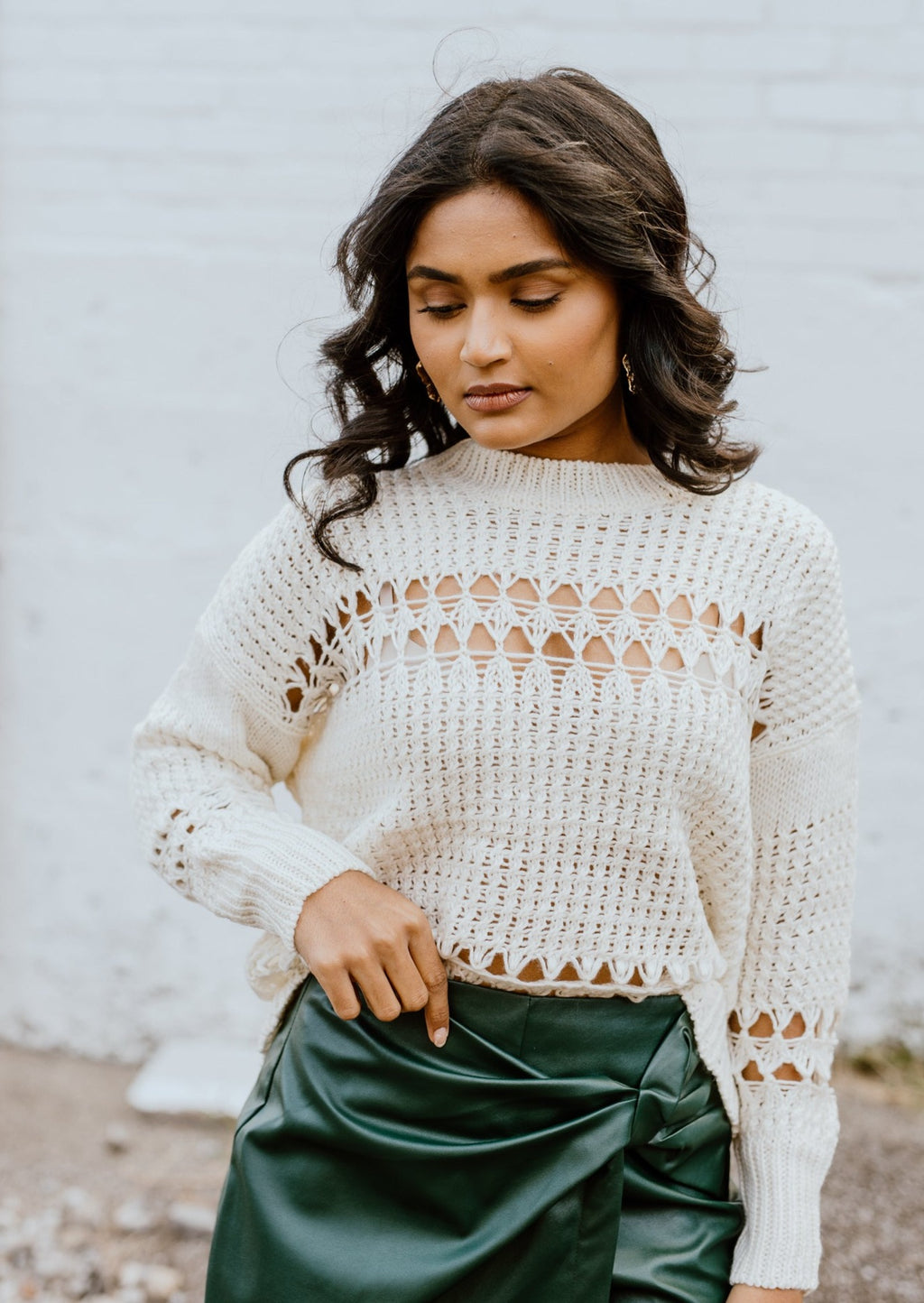 Sweet Jane Crochet Sweater - Cream