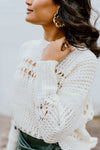 "Sweet Jane" Crochet Sweater - Cream