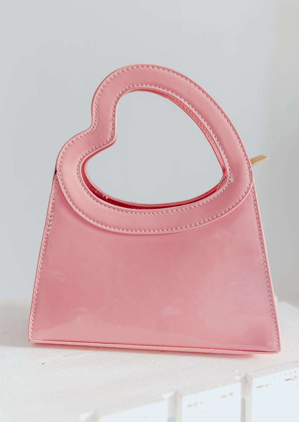 "Handle This Heart" Glossy Faux Leather Purse