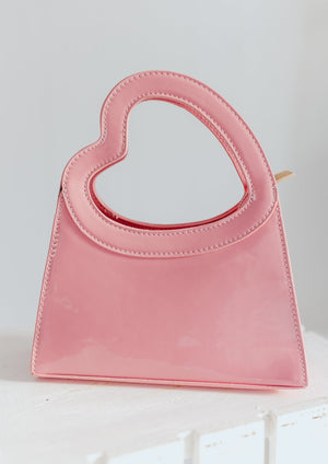 "Handle This Heart" Glossy Faux Leather Purse