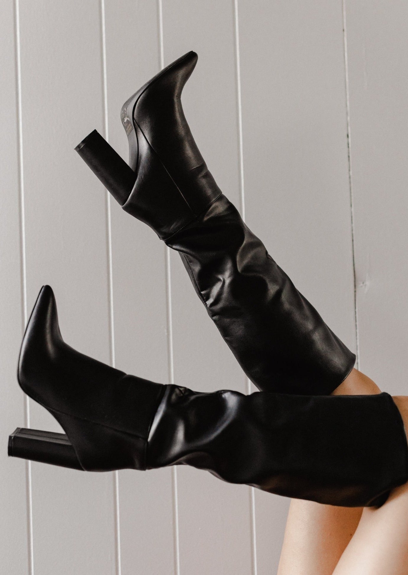 Black High Boots No Heel