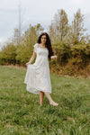 "My Wishes Came True" Flutter Eyelet Midi Dress - White